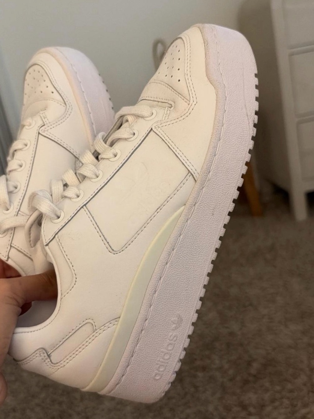 adidas Women's White Low-Top Leather Court Sneakers - Picture 4 of 4